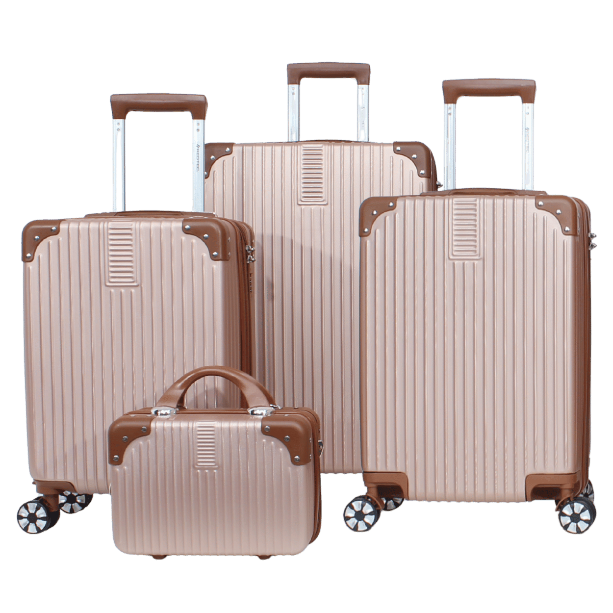 Kit 3 Malas Modelo Bogotá Expansível 8kg/10kg/23kg e Uma Frasqueira - Material ABS - COR Rose
