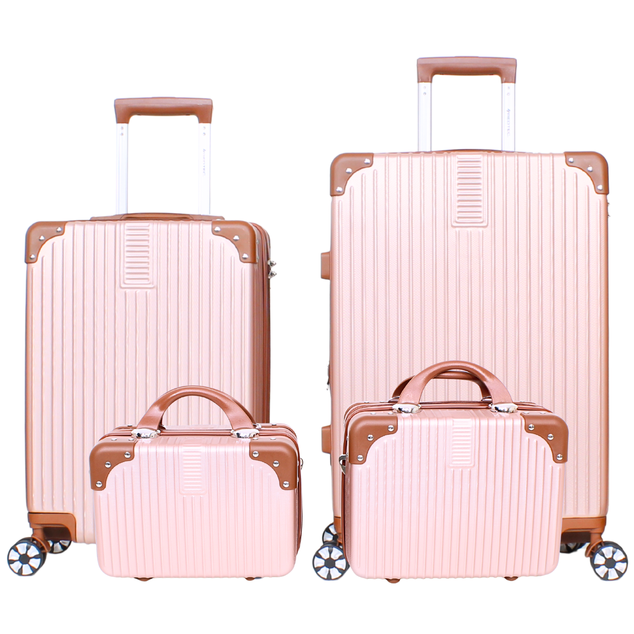 Kit 2 Malas Modelo Bogotá Expansível (10kg e 23kg) e Duas Frasqueiras - Material ABS - COR Rose