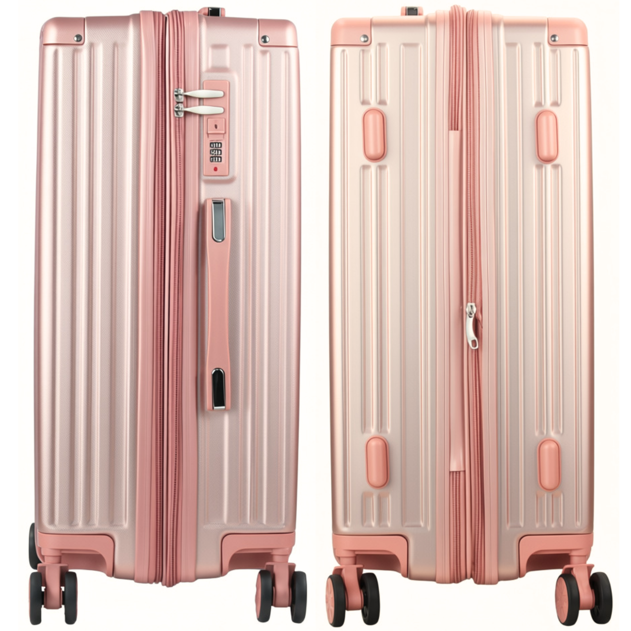 Kit 2 Malas Modelo Barcelona Expansível (10kg e 23kg) - Material ABS - COR Rose