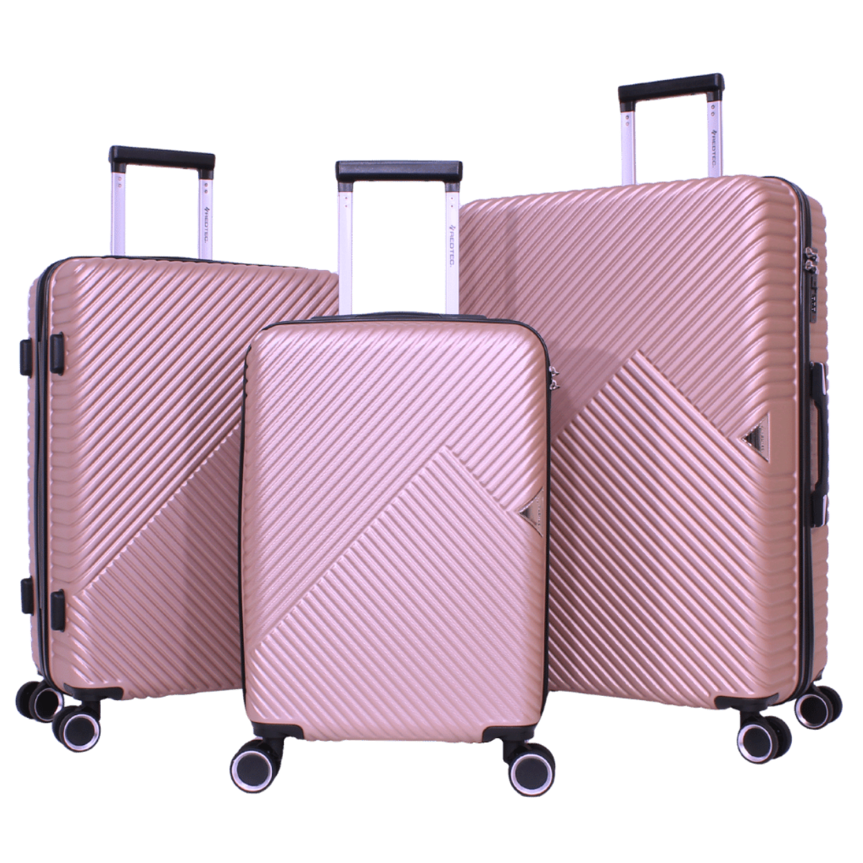 Kit 3 Malas Modelo Panamá (10kg/23kg/32kg) - Material ABS - COR Rose