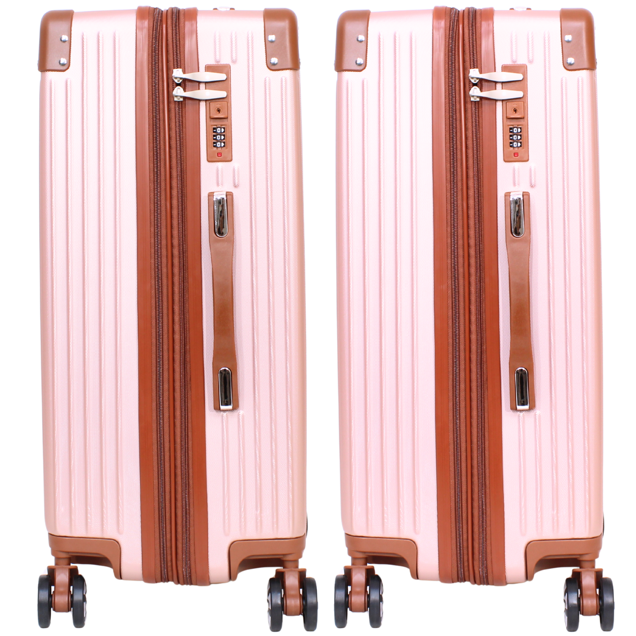 Kit 2 Malas Modelo Bogotá Expansível (10kg e 23kg) e Duas Frasqueiras - Material ABS - COR Rose