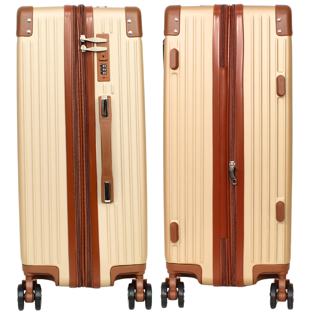 Kit 2 Malas Modelo Bogotá Expansível (10kg e 23kg) e Uma Frasqueira - Material ABS - COR Dourado
