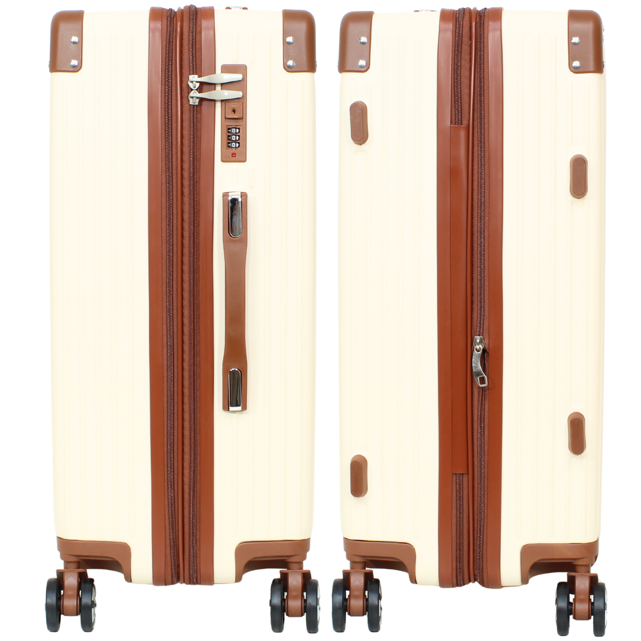 Kit 2 Malas Modelo Bogotá Expansível (10kg e 23kg) e Duas Frasqueiras - Material ABS - COR Bege