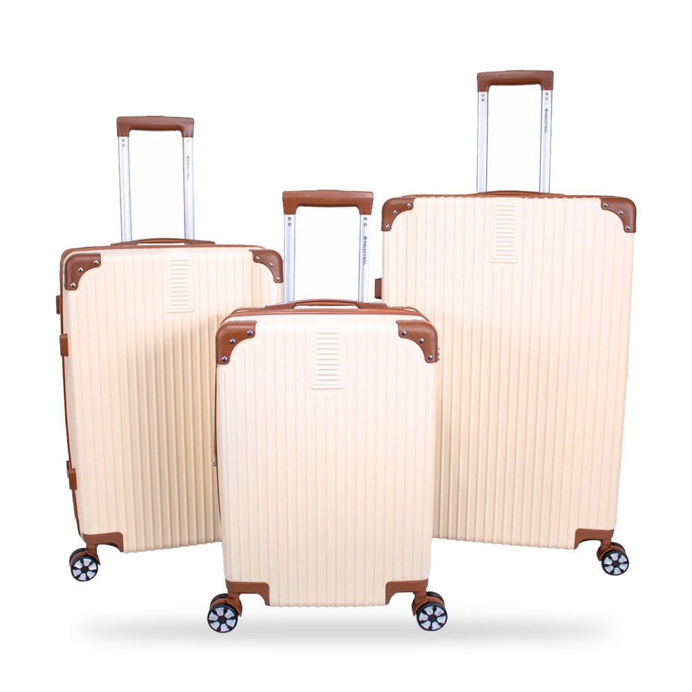 Kit 3 Malas de Viagem Bogotá de ABS: 10kg, 23kg e 32kg Expansíveis - Bege