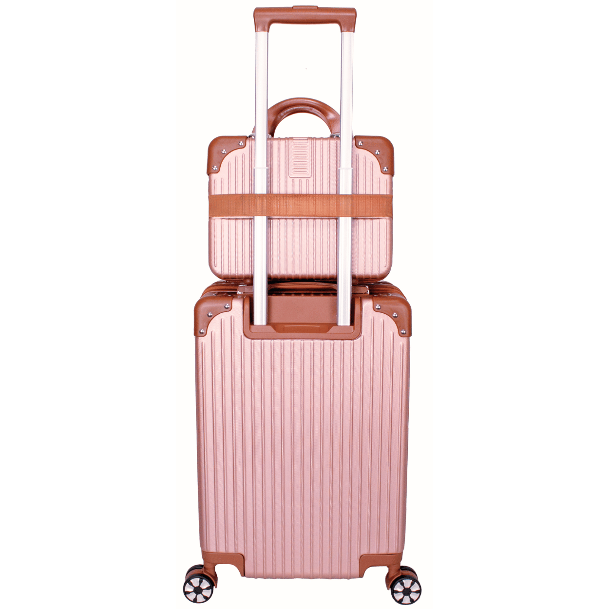 Kit Mala 10kg Modelo Bogotá Expansível e Uma Frasqueira - Material ABS - COR Rose
