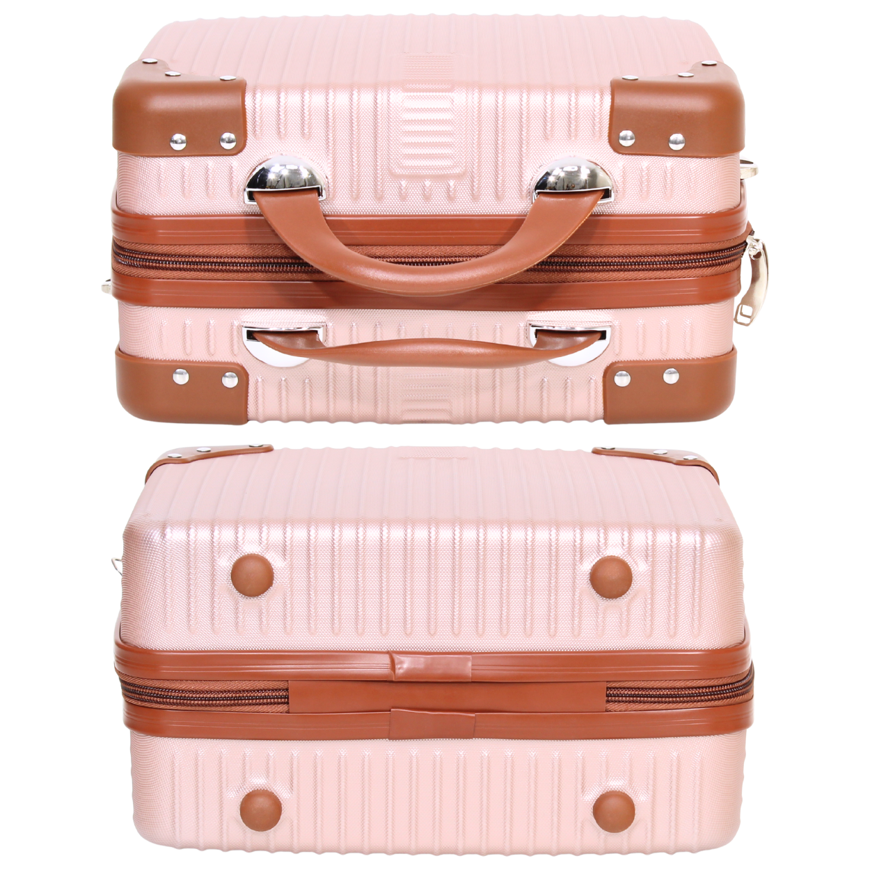 Kit 2 Malas Modelo Bogotá Expansível (10kg e 23kg) e Duas Frasqueiras - Material ABS - COR Rose