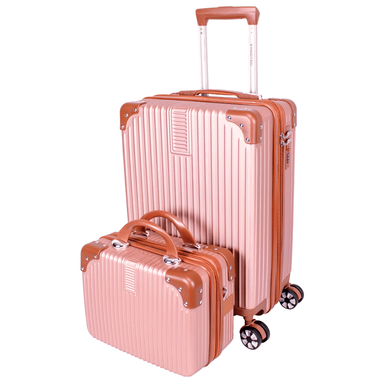 Kit Mala 10kg Modelo Bogotá Expansível e Uma Frasqueira - Material ABS - COR Rose