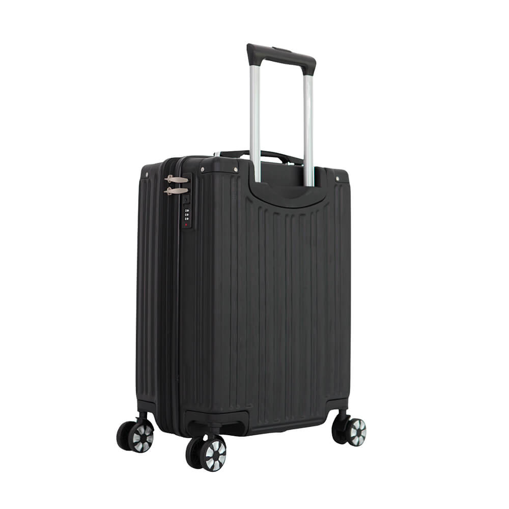 Kit 2 Malas Modelo Barcelona Expansível (10kg e 23kg) e Duas Frasqueiras (P e M) -  Material ABS - COR Preto