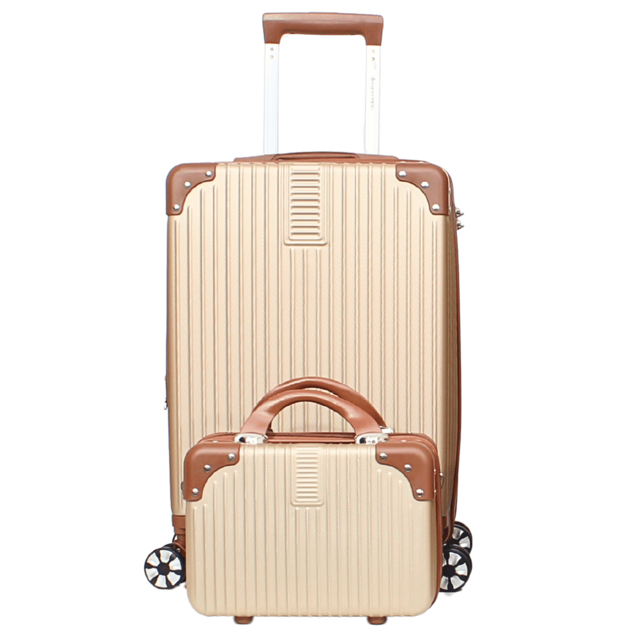 Kit de Uma Mala 10kg Modelo Bogotá Expansível e Uma Frasqueira - Material ABS - COR Dourado