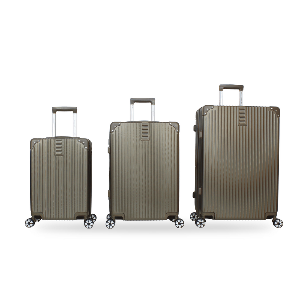 Kit 3 Malas de Viagem Bogotá de ABS: 10kg, 23kg e 32kg Expansíveis - Café